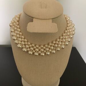 Vintage Faux Pearl Collar Necklace